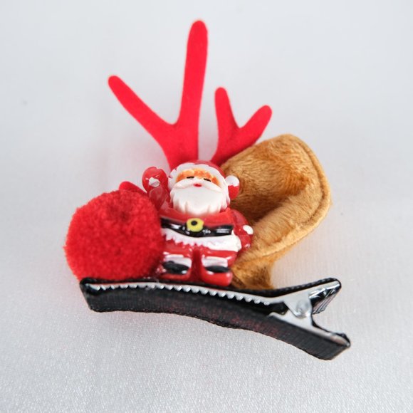 A Pair Handmade Christmas Hair Clips with Father Christmas Christmas Gift - Picture 3 of 4